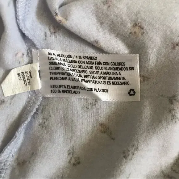 Wild Fable Top Womens XL Blue Floral Square Neck Long Sleeve Fitted Stretch - Picture 7 of 7